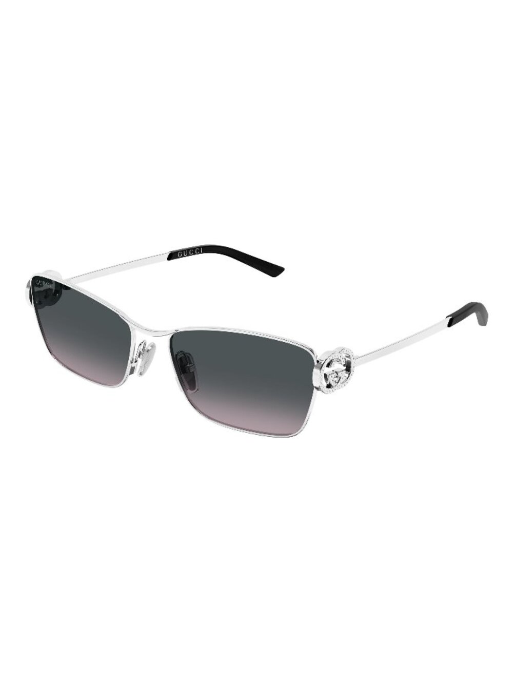 New Gucci Women's Sunglasses Silver Grey Lens Metal Frame GG2045S 002 58
